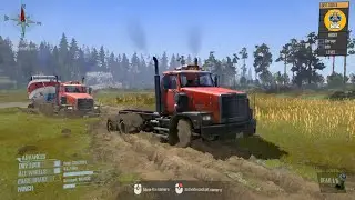 Truck With Lowboy Boat Trailer Stuck - Spintires MudRunner By Xmgamer