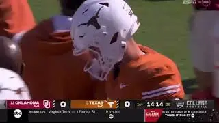 Quinn Ewers Throws Interception to Gentry Williams | #12 Oklahoma vs #3 Texas | 2023 Red River