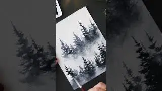 Paint a tree in watercolor  #watercolortree #mistyforest #watercolortutorial #artwork #pinetrees