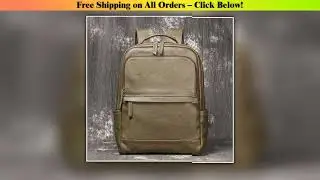 Men's Genuine Leather Backpack - Military Green Full-Grain Vintage Rucksack, 15