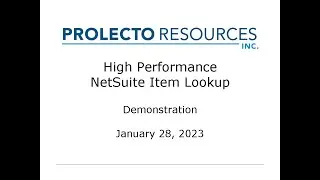 Prolecto High Performance NetSuite Item Lookup 20230128