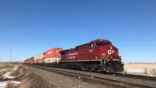 FAST!!! CP 118 (Intermodal/Mixed Freight) East at Strangmuir,Alberta