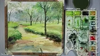 How to Paint Tea Garden in Watercolor