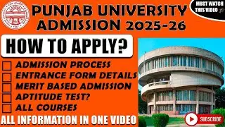 Panjab University admission 2025 | Admission open| How to Get admission in PU| UG PG all courses
