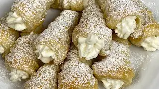 Homemade cream horns | Easy puff pastry cream horns | Cream corns recipe