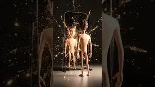 A 3D stickman stands in front of a mirror that keeps showing past mistakes behind him  He stares at