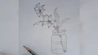 Flower pot draw//step by step//New vedio #trendingvideo #beautifularts #arts
