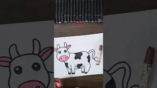 Как нарисовать корову 🐄 Простой рисунок коровы / рисунок животного #какрисовать #простыерисунки #...