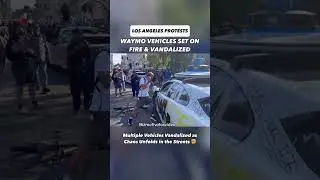 A Waymo vehicle was set on fire and several others vandalized during the LA protests today!#shorts