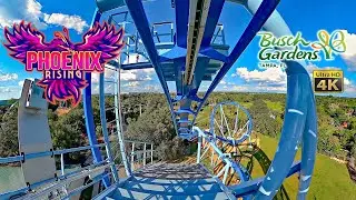 Phoenix Rising Roller Coaster On Ride Front Seat 4K POV Busch Gardens Tampa 2024 09 21