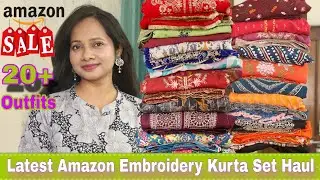 Latest Amazon Wedding Special Embroidery Kurta Palazzo Dupatta Set Haul | Ranjana R