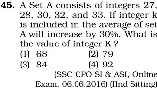 A Set A consists of integers 27, 28, 30, 32, and 33. If integer k is included in the average of set