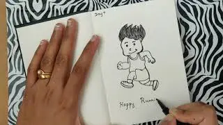 Day 7 Drawing! simple boy running Drawing! Daily one drawing challenge! Draw with me!