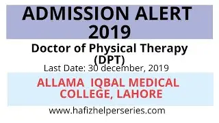 DPT Admissions 2019 at Allama Iqbal Medical College