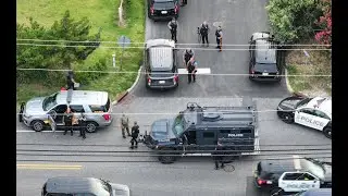 DRONE video of Police Stand Off in New Jersey  Town ends peacefully. (No Sound)