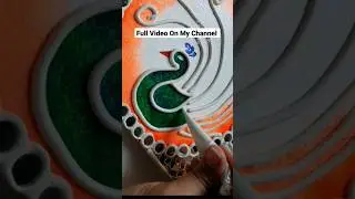 Peacock 🦚 Lippan Art Step By Step With Cone 😱😱Part-2 #lippanart #shortvideo #ytshorts #painting