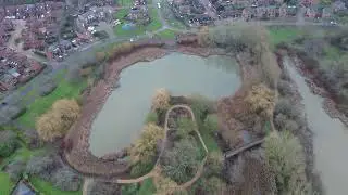 DJI Mini 3 drone over the park, river and lakes