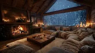 Warm Fireplace & Soft Piano | Relaxing Holiday Ambience with Gentle Snowfall