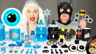 Blue Food vs. Black Food Challenge Batman vs. Captain America Mukbang by Hubaboo