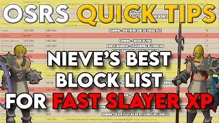 Nieve's Best Block List for FAST Slayer XP - OSRS Quick Tips in 3 Minutes or Less