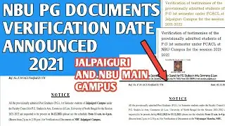 NBU - PG Documents verification Date published 2021 || Full schedule ||university of North bengal