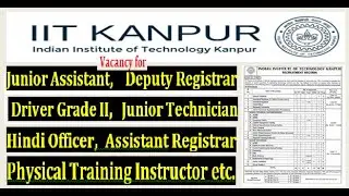 Vacancy in IIT Kanpur on Non Teaching Posts