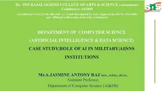 CASE STUDY|ROLE OF AI IN MILITARY|AI|SNS INSTITUTIONS