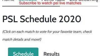 Psl 2020 schedule  for live stream