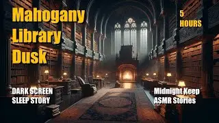 Mahogany Library at Dusk &ndash; 5 Hours Deep Sleep (Dark Screen, Brown Noise, Fireplace ASMR)