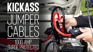 KickAss 1000Amp Jumper Cables Thick Quality, Volt Meter & Reverse Connect Warning
