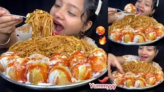 Street Style Noodles With Dahi Puri Eating 👌🤤