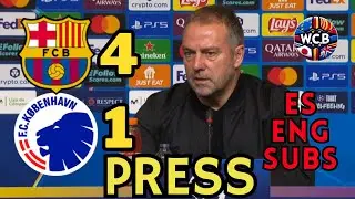 FLICK PRENSA FC BARCELONA 4 - 1 FC COPENHAGUE CHAMPIONS TOP 8 | ES + ENG SUBS