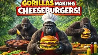 Cheeseburger Jungle Cooking Documentary | Kumba Gorilla Family | Gorilla cooking video