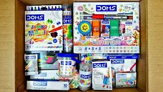 Unboxing DOMS Stationery, Modelling Dough, Pencil, Oil Pastel, Poster Colour, Eraser, Wax Crayons