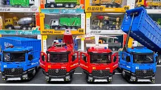 Collection Of Diecast Trucks : Container Truck, Fire Truck, Wing Box Truck, Trailer Truck