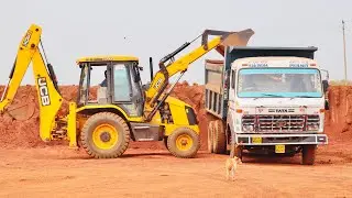 JCB 3dx Loader Fully Loading Mud with Tata Dumfer | KBC Tata Truck