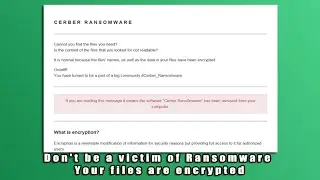 Don't be a victim of Ransomware Your files are encrypted