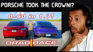 Tesla Model S Plaid vs Porsche Taycan Turbo GT Drag Race | Reaction