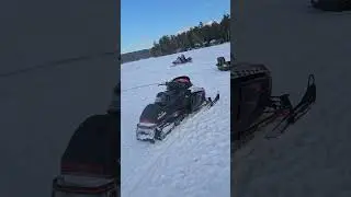 Hunter's first solo snowmobile ride! We're in big trouble now!!