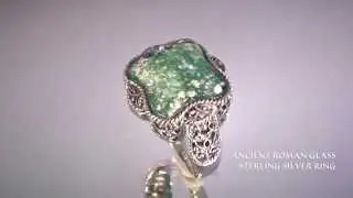 Ancient Roman Glass & Sterling Silver Ring