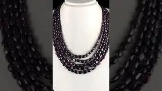 NATURAL RED GARNET BEADS LONG 5 LINE 860 CARATS GEMSTONE FASHION NECKLACE