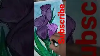 how to draw tulip beautiful flowers painting #tulip #tulips #purpleflower #purple #shorts #ytshorts