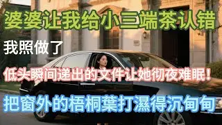 【完结】婆婆让我给小三端茶认错，我照做了，低头瞬间递出的文件让她彻夜难眠！#小说推文 #婚姻 #故事頻道 #情感 #情感故事
