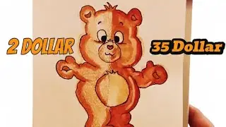 $2 vs $35 Art Challenge: Coloring a Care Bear with Budget vs. Pro Tools