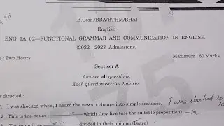 ENG1A02 Functional Grammar and Communication in English 5/3/24 QP analysis