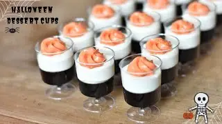 4 Ingredient Halloween Dessert Cups: Chocolate Fudge Cheesecake