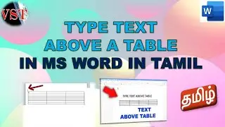 Type text above a table in ms word in tamil.