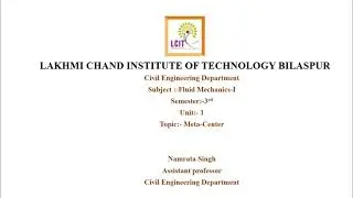 Fluid Mechanics-I Lecture-15 Meta Center