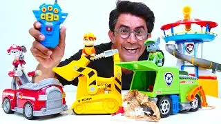 Paw patrol  oyuncakları ile şehri düzene soktuk! Chase, Rubble ve Rocky ile eğitici video