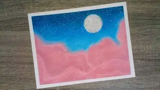 ☁️Como dibujar un paisaje fácil con gises pastel (PAISAJE DE NUBES)☁️
